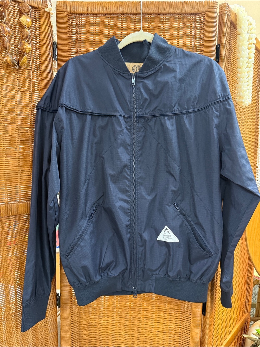 FITTED HAWAII Men's Navy Zip-Up Bomber Jacket - Large